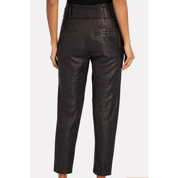Veronica Beard Kaylee 100% leather brown high rise pants 6 - Picture 13 of 13